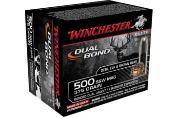 Opplanet winchester dual bond handgun 500 s w magnum 375 grain bonded dual jacket centerfire pistol ammo 20 rounds s500swdb main.jpg