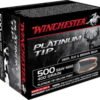 Opplanet winchester platinum tip hollow point 500 s w magnum 400 grain platinum tip hollow point centerfire pistol ammo 20 rounds s500pthp main.jpg