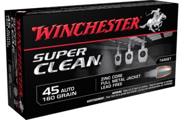 Opplanet winchester super clean 45 acp 160 grain full metal jacket centerfire pistol ammo 50 rounds w45lf main.jpg