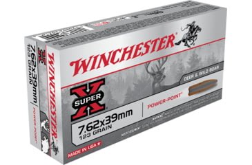 Opplanet winchester super x rifle 7 62x39mm 123 grain power point brass cased centerfire rifle ammo 20 rounds x76239 main.jpg