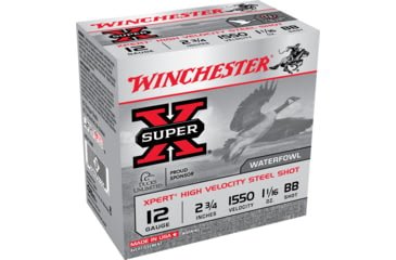 Opplanet winchester super x shotshell 12 gauge 1 1 16 oz 2 75in centerfire shotgun ammo 25 rounds wex12bb main.jpg